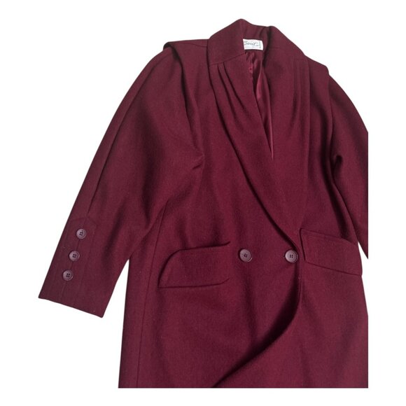 SARIL Wool Vintage 90s Red Luxury Designer Business Winter Pea Coat Womens Large - Picture 7 of 8